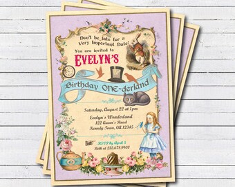 Elegant Alice In Wonderland Invitation Mad Hatter Tea Party