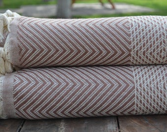 Rosy Brown Throw,Large Blanket,Peshtemal Cover,Turkish Pestemal,Bed Cover,75"x91",Turkish Blanket,Blanket,Turkish %100 Cotton Towel,Towel