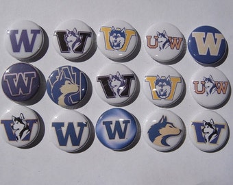 University of Washington Huskies Buttons Set of 15