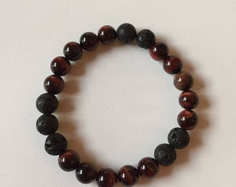 Tiger eye and lava bead, essential oil diffuser bracelet