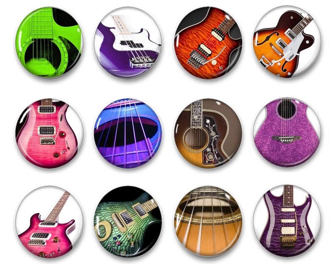 Colorful Guitar Magnets - Musician Gift - Rock and Roll Band - Music Teacher Gift - Refrigerator Magnets - Fridge Magnets - Dorm Decor
