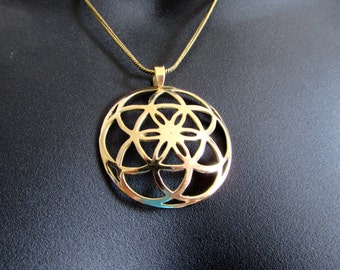 Seed of Life Curved Circle Pendant - Necklace Spiritual jewellery Yogi Jewellery Geometry Jewellery Handmade Free UK delivery BP3