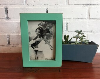 4x6 Picture Frame in 1x1 Flat Style with Vintage Robin's Egg Finish - IN STOCK - Same Day Shipping - 4 x 6 Photo Frame Rustic Green