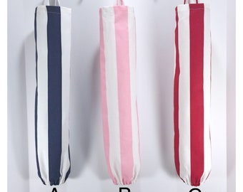 Stripe Plastic Bag Dispenser, Red, Pink, Navy Blue and White Stripe Plastic bag Holder, Reusable Plastic Bag, Recycle Plastic Holder