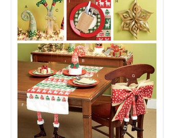 McCall's Sewing Pattern M7524 Christmas Table Runners, Decorations, Chair Back Cover and Silverware Holder