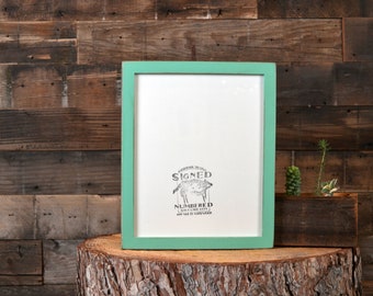 8x10 Picture Frame in Peewee Style with Vintage Robin's Egg Finish - IN STOCK - Same Day Shipping - 8x10 Photo Frame Solid Hardwood