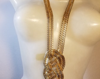 FREE SHIPPING Vintage Gold Mesh Statement Necklace