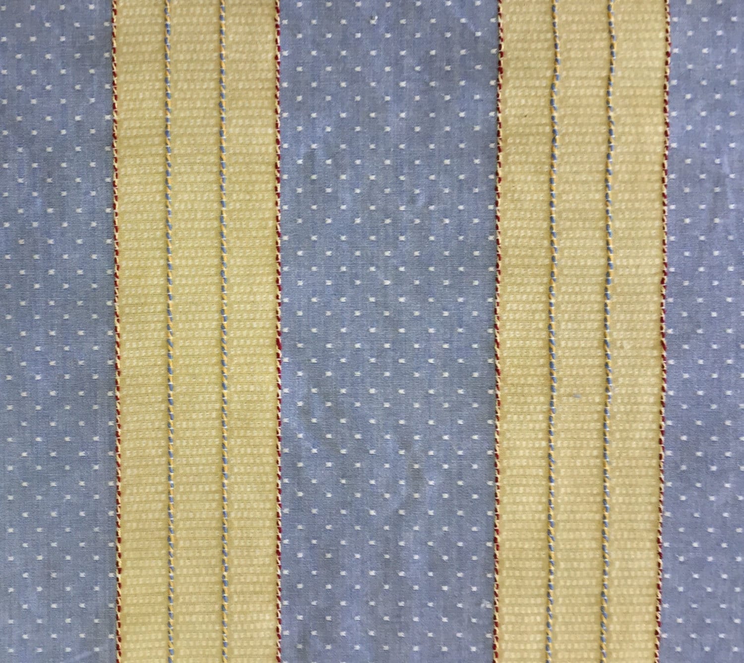 Blue and Light Yellow Stripe Upholstery Fabric by the Yard