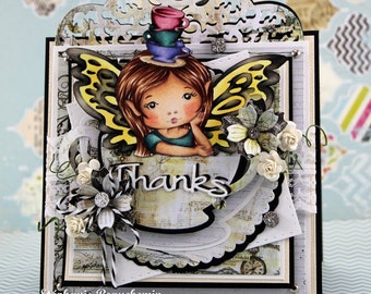 Fairy in teacup girl card