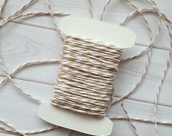 10 Yards Flax Baker's Twine, Tan and White Baker's Twine, The Twinery Twine, 100% Cotton, Light Khaki Twine