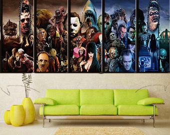 5 Piece Horror Movie Characters Group Painting Frames Home Decor Pictures, Modern Wall Art Printed Landscape Canvas Poster