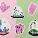 crystal stickers, planner stickers, pastel grunge stickers,airplant terrarium,terrarium, moon stickers, witchy stickers, hobonichi stickers