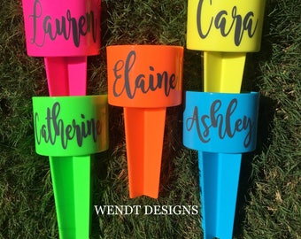 Personalized Beach Cup Holder, Includes Vinyl Name Decal - Beach Spiker - Monogram Decal - Beach Spike - Drink Holder - Sand Spike