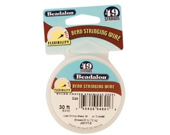 Beadalon 49 Strand Bead Stringing Wire, Bright, .013 Inch, 30 Feet | BDC-323.13