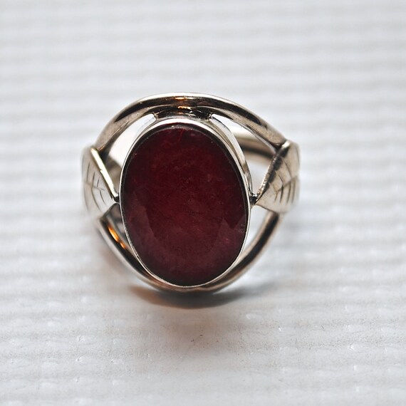 Sterling Silver Indian Ruby Ring Sz 4.5 #4324
