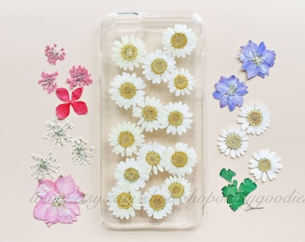 iPhone 5 Case Floral, iPhone 5s Case Clear, Pressed Flower iPhone 7 Case, Handmade iPhone SE Case,White iPhone 5c Case, iPhone 6s Case Daisy