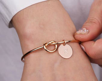 Personalized Gift Bridesmaid Gift for Her Knot Bracelet bridesmaid bracelet for women Inspirational bracelet Tie the Knot graduation gift