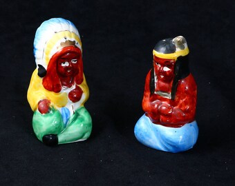 Vintage Native American Indian Chief & Squaw Salt and Pepper Shakers