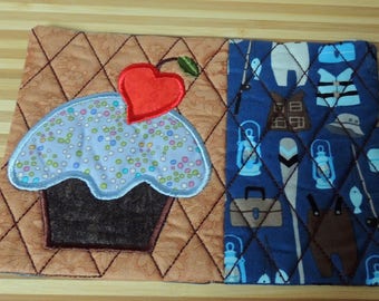 Cupcake Happy Birthday Applique and Embroidered Mug Rug Coffee Mat Candle Mat Drink Coaster Gift Decorative Snack Table Desk Mat Fisherman