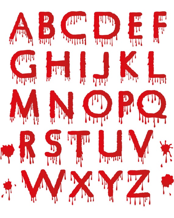 Digital Halloween Clipart Alphabet Dripping Blood Spooky Letters Set ...