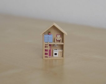 Miniature House, Orange House, wooden house, handmade, prettymodels