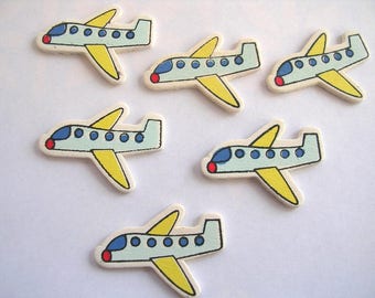 LOT 6 wood Motif APPLIQUES: air blue and yellow