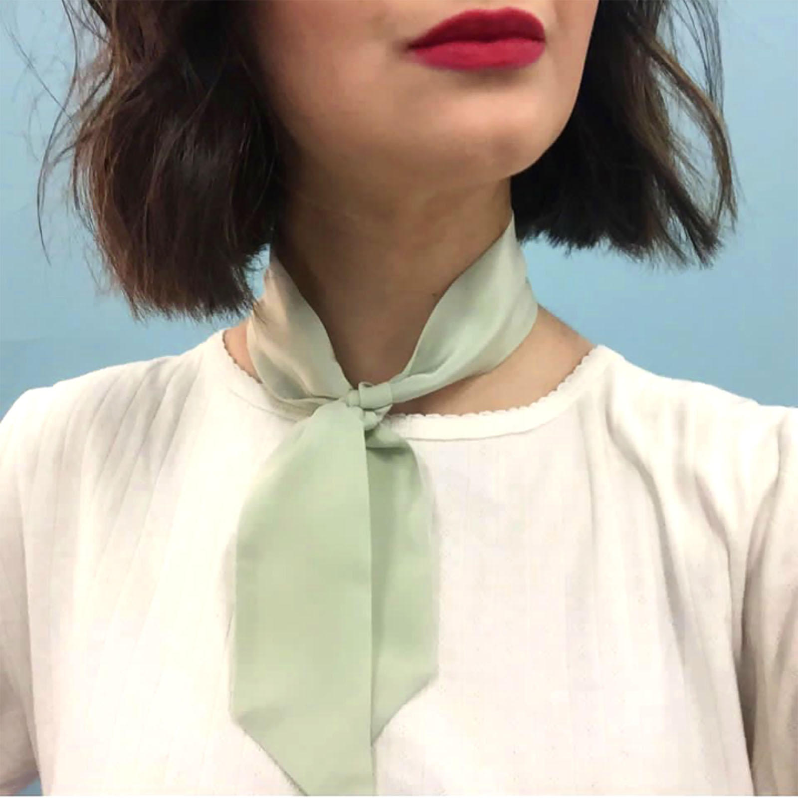 Mint Green Silk Kerchief 33x 2 Pale Mint Green