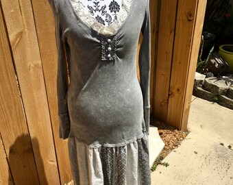Grey BOHO Refashioned Dress
