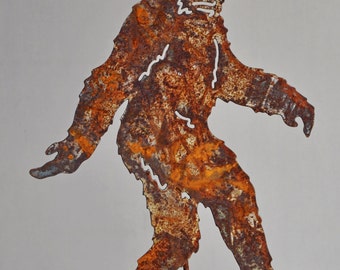 Walking Bigfoot Sasquatch rusted 13" x 11"