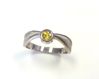 The Seeker Ring - Geeky White Gold Engagement Ring - Moissanite, Diamond, Topaz - Flying Gold Wizard Ball - Book Lovers, Book Inspired