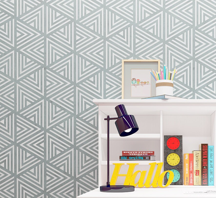 Modern Geometric Wall Stencil Seamless Triangle Pattern