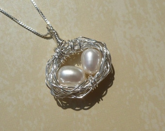 Birds Nest Necklace Sterling Silver