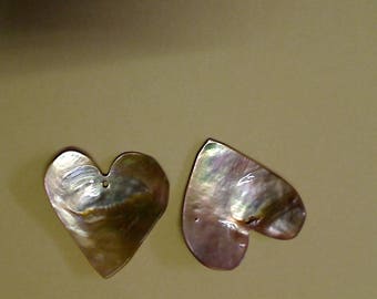 Mother of Pearl beige sparkly heart