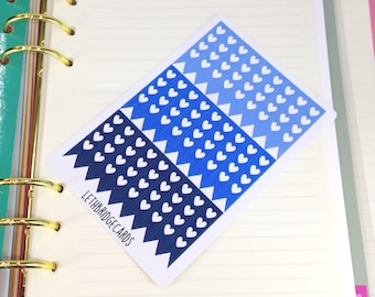 Blue heart checklist stickers; Ombre Stickers; Filofaxing; Erin Condren; Cute Stickers; Kawaii Stickers; Colour Coding; Planner Sticker