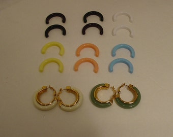 1970s - 8 Colors- Crown Trifari Interchangeable Clip Back Post Earrings