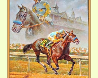 American Pharoah Victor Espinoza Fred Stone 11x14 Double Matted 8x10 Art Print Triple Crown winner