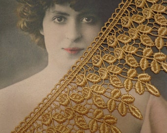 Fabulous 3.5" Wide Venice Lace Trim in Golden Beige (1 yd)