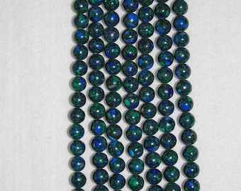 Azurite, Malachite, Azurite Malachite, Smooth Bead, Semi Precious, Natural Stone, Gemstone Bead, Full Strand, 10 mm, AdrianasBeads
