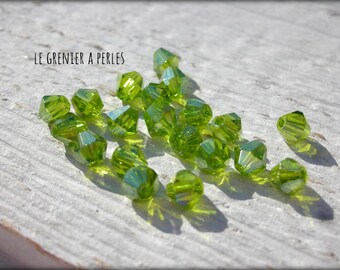 Bicone 4 mm Olivine AB X 50 Crystal from China