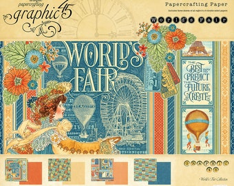CLEARANCE! Graphic 45 World's Fair 8x8 Paper Pad, SC007536