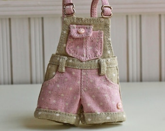 PO - Anniedollz Blythe Outfits Short Pants Overalls - Fudge