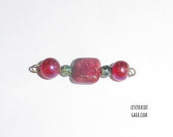 1 x connector - glass beads, Jasper and serpentine