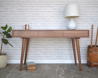 Bloom Desk / Console Table in Solid Walnut - Danish Modern Style