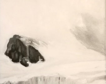 picture-big-clouds-snow-mountain-glacier-oil paintings-landscape painting-oil on canvas-piece-nature-white-gray-black-120x40