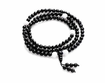 Mala Beads, Black Onyx Mala, Buddhist Mala Beads 108, 108 Mala Bracelet, Tibetan Mala Black Onyx, Guru Bead Mala, 108 Buddhist Prayer Beads
