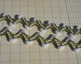 Olive Green Rick Rack Pom Pom Trim - Sewing Ric Rac Pom Trim - 5/8" Wide