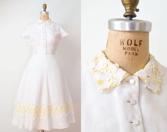 1950s Linen Dress / 50s Harvey Berin Dress