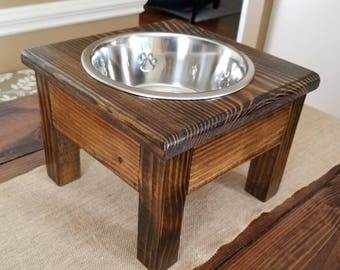 Small Elevated Dog Bowl, Elevated Pet Feeder, 1 Bowl Feeder, Wood, One Bowl Dog Feeder,Personalized Dog Feeder,Pet Feeder,Raised Dog Feeder
