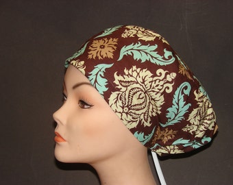 Joel Dewberry Damask in Bark Women Hats Medical Surgical Scrub Hat Vet Nurse Chemo