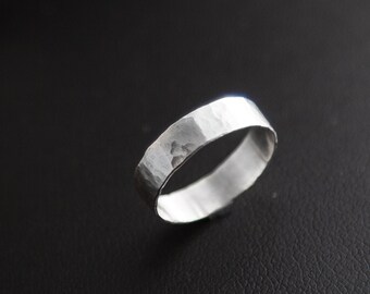 Sterling Silver Hammered Band Ring, Hammered Ring, Hammered Sterling Silver Ring, Handmade Sterling Silver Ring, Womens Silver Ring
